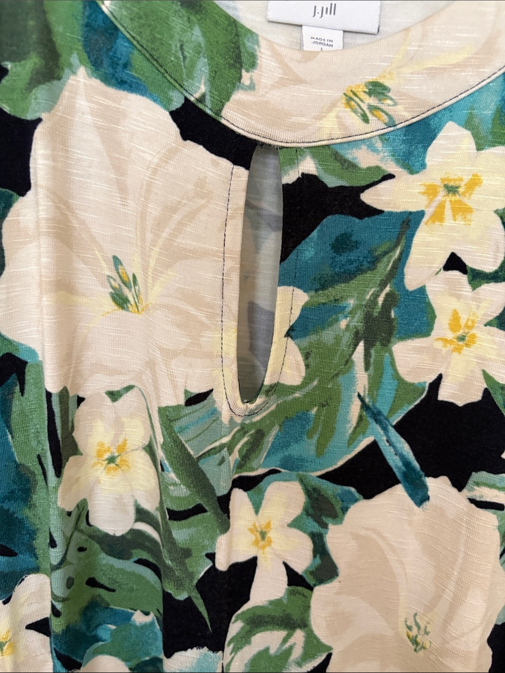 J. Jill Black Maxi Dress with Cream & Green Floral Print - Picture 4 of 7